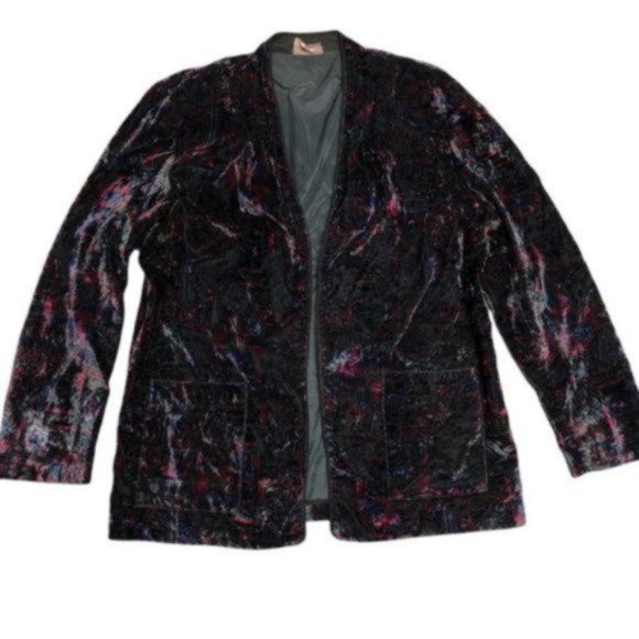 TanJay Vintage Velour blazer / Jacket Geometric Jewel Toned Size large - Picture 1 of 7